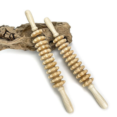 L 44cm Anti-celulite Massagem com rolos de madeira para relaxamento muscular e alívio da dor