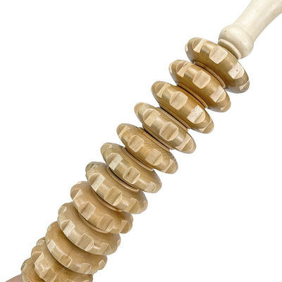 L 44cm Anti-celulite Massagem com rolos de madeira para relaxamento muscular e alívio da dor