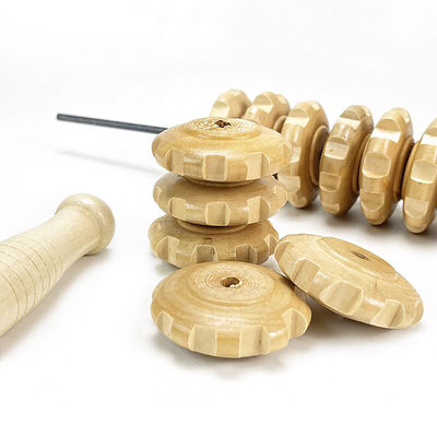 L 44cm Anti-celulite Massagem com rolos de madeira para relaxamento muscular e alívio da dor