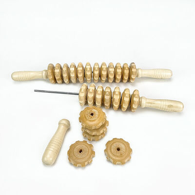L 44cm Anti-celulite Massagem com rolos de madeira para relaxamento muscular e alívio da dor