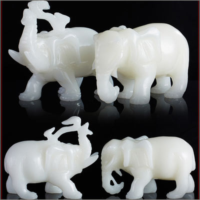 Características regionais África Estátua de elefante de jade de Feng Shui branco para amantes de animais
