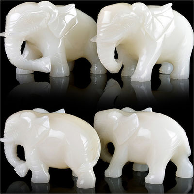 Características regionais África Estátua de elefante de jade de Feng Shui branco para amantes de animais