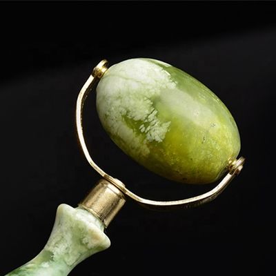 Rolamento Facial de Jade Xiuyan Verde Gua Sha Roller de Massagem de Jade Metal Soldado para Ferramentas de Beleza Massagista Facial
