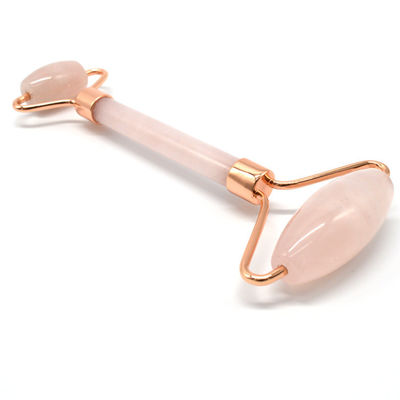 Logotipo personalizado DisponívelD Roller de Jade de Ouro Rosa para Cuidados da Pele Facial 100% Natural Duplo Cabeça Roller Facial de Quartzo Rosa