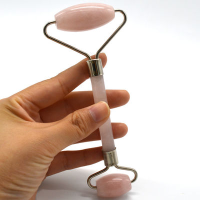 Logotipo personalizado DisponívelD Roller de Jade de Ouro Rosa para Cuidados da Pele Facial 100% Natural Duplo Cabeça Roller Facial de Quartzo Rosa