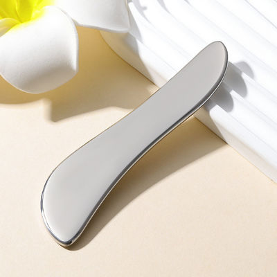 Plata Gua Sha de aço inoxidável 304 Metal Massagem facial e corporal em forma de S Prata 205*47*4,5mm