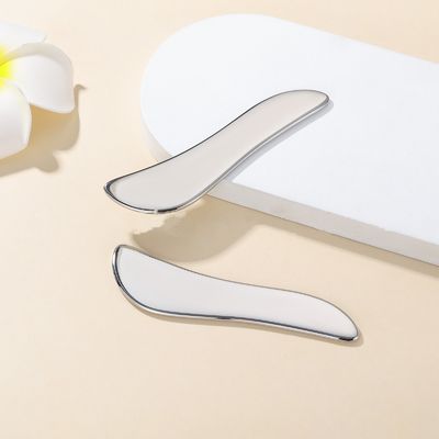 Plata Gua Sha de aço inoxidável 304 Metal Massagem facial e corporal em forma de S Prata 205*47*4,5mm