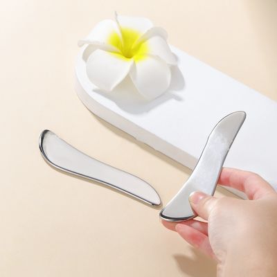 Plata Gua Sha de aço inoxidável 304 Metal Massagem facial e corporal em forma de S Prata 205*47*4,5mm