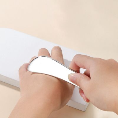 Plata Gua Sha de aço inoxidável 304 Metal Massagem facial e corporal em forma de S Prata 205*47*4,5mm