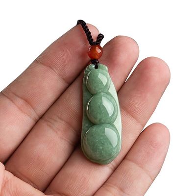 Características regionais Pendente de jade verde natural para mulheres Quatro estações de feijão trazem sorte Prosperidade e amor