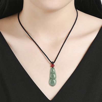 Características regionais Pendente de jade verde natural para mulheres Quatro estações de feijão trazem sorte Prosperidade e amor