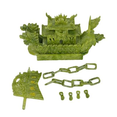 Artesanato de 28cm Chinês Decoração de Boa Sorte Pedra de Jade Artesanato Barcos de Dragão para Ornamento/Presente