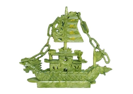Artesanato de 28cm Chinês Decoração de Boa Sorte Pedra de Jade Artesanato Barcos de Dragão para Ornamento/Presente