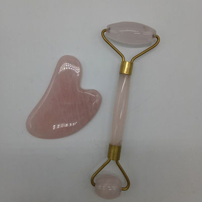 Anti-Aging Facial Roller e Guasha Set Real 100% Jade Roller para Facial Massager Reduz as Rugas Rosa Quartz Massager Corpo