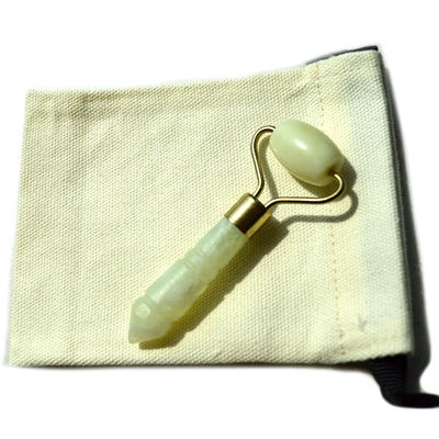 Mini-Roller de Pedra de Jade Prateado para Olhos e Rosto Massagem Anti-Envelhecimento Natural Roller de Jade Verde Massagista Facial 110 * 55mm