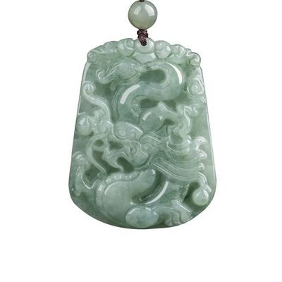 Colar de pendente de design exclusivo com Jadeira de Dragão Sorteiro Voador de Jadeita Tradicional Chinesa