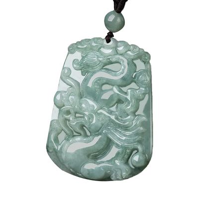 Colar de pendente de design exclusivo com Jadeira de Dragão Sorteiro Voador de Jadeita Tradicional Chinesa
