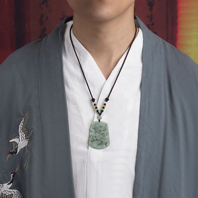 Colar de pendente de design exclusivo com Jadeira de Dragão Sorteiro Voador de Jadeita Tradicional Chinesa