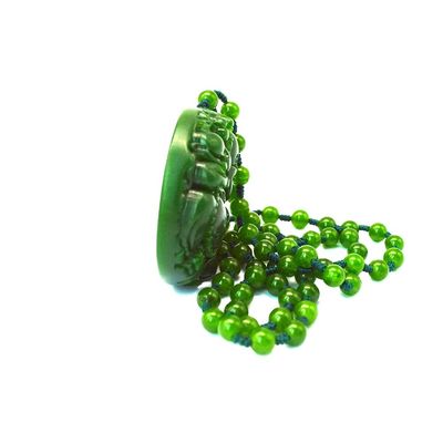 Estilo Feng Shui Característica Regional Verde Natural Grande Jade Pendente de Buda Feliz Colar com Cadeias