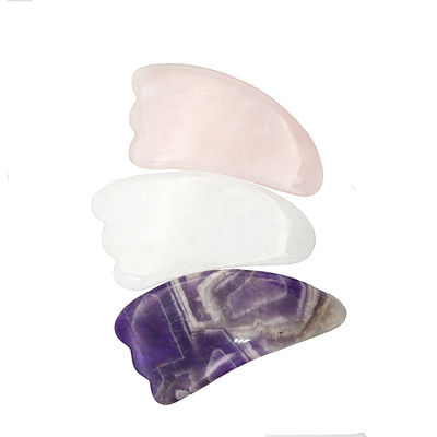 9.5*5.5cm Pedra Natural Gua Sha Ferramenta Rosa Quartz/Ametista/Jade Branco Ferramenta de Massagem para Massagem Corporal