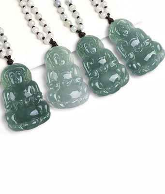Jade Natural Guanyin Pendente Verde Esmeralda Jadeita Encantadores Colar Amuleto Para Mulheres Joias Homens Elegante e Estilizado