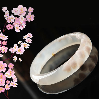 Joias Decoração Natural Sakura Ágata Jade Pulseira Calcedônia Cristal Gelo Através de Pulseira Mulheres 52-56mm