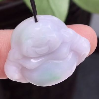 Verde Portátil Natural Birmânia Púrpura Jadeita Esculpida Jade Rindo Buda Pendente para Mulheres e Crianças Cor Natural