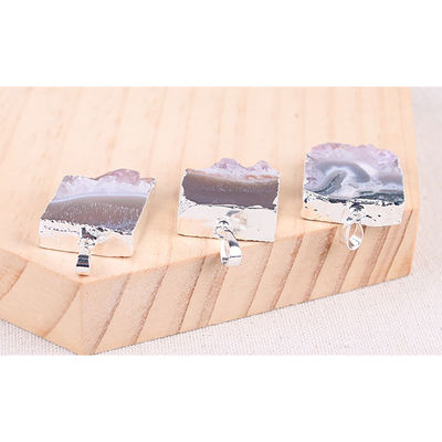 Feng Shui Natural Druzy Quartz Ágata Ametista Colar com Pendente Revestido de Ouro e Pedras de Cristal