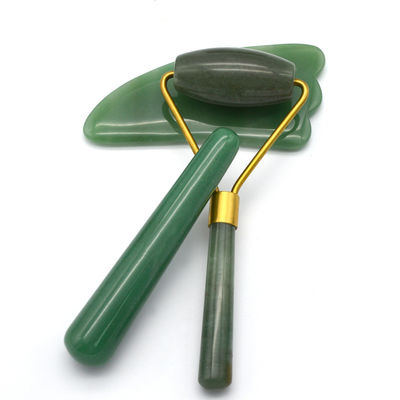 Aventurine Verde Massagem Jade Facial Roller Set para Facial Pescoço e Massagem dos Olhos Benefícios