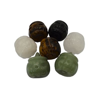 Técnica de gravura Cristal natural Pedra semi-preciosa Escultura abóbora perfeitamente esculpida para decoração de Halloween