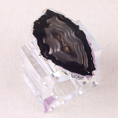 Anel de guardanapo em forma quadrada de cristal feito de pedra natural de ágata para elegantes mesas