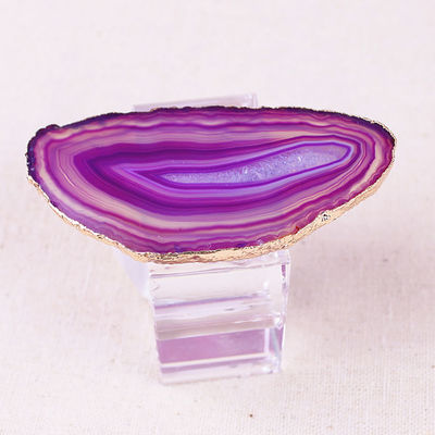 Anel de guardanapo em forma quadrada de cristal feito de pedra natural de ágata para elegantes mesas