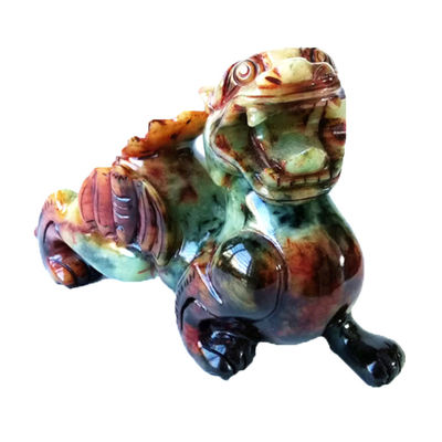 Personalizado 22cm Jade Pixiu estátua verde do dragão para a sorte e o mal Pedra preciosa incluída
