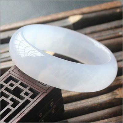 Glacial Branco Agate Jade Bracelet Certificado Chinês Bracelet 54-66mm Bracelets de costumes populares 1 Setes Arte Regional Colecionável