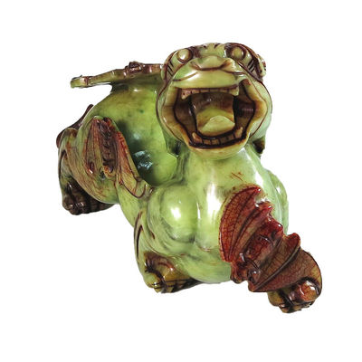2pcs Pixiu Ornamento chinês Feng Shui 20cm Jade Bat Estatueta verde Personalizado Forma Decoração de casa