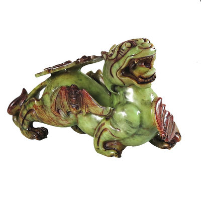 2pcs Pixiu Ornamento chinês Feng Shui 20cm Jade Bat Estatueta verde Personalizado Forma Decoração de casa