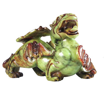 2pcs Pixiu Ornamento chinês Feng Shui 20cm Jade Bat Estatueta verde Personalizado Forma Decoração de casa