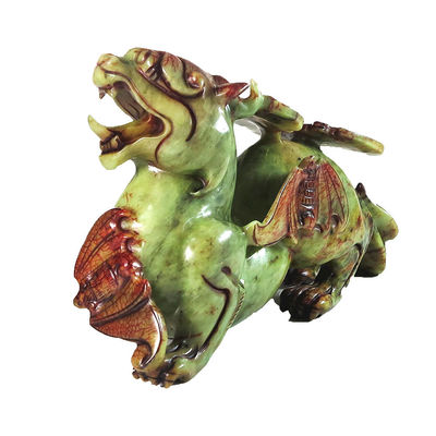 2pcs Pixiu Ornamento chinês Feng Shui 20cm Jade Bat Estatueta verde Personalizado Forma Decoração de casa
