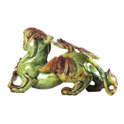 2pcs Pixiu Ornamento chinês Feng Shui 20cm Jade Bat Estatueta verde Personalizado Forma Decoração de casa