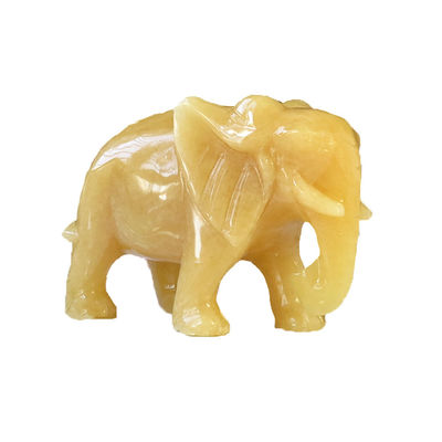 18cm Topaz esculpido à mão Estátua de Elefante de Pedra Figura de Cristal para decoração doméstica