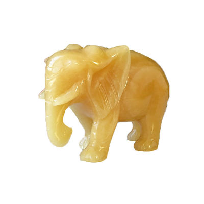 18cm Topaz esculpido à mão Estátua de Elefante de Pedra Figura de Cristal para decoração doméstica