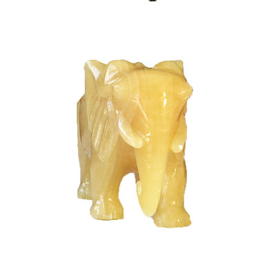18cm Topaz esculpido à mão Estátua de Elefante de Pedra Figura de Cristal para decoração doméstica