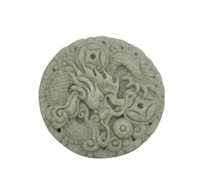 Estilo tradicional chinês Redondo Birmânia Esmeralda Jadeita Jadeita Pedra Dragão Pendente Encanto Natural Pendentes para Homens e Mulheres
