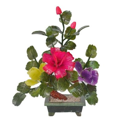 Acrescente um toque de elegância à sua casa com 3 flores de peônia e plantas naturais de jade