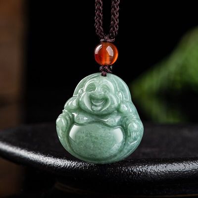 Arte colecionável de alta classe Buda de jade esculpido Jadeite Buda Pendente para tema do colar