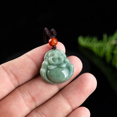 Arte colecionável de alta classe Buda de jade esculpido Jadeite Buda Pendente para tema do colar