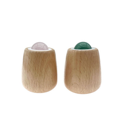 Bola de massagem de jade personalizável de alça de madeira Roller de jade para massagem corporal e pescoço / rosto Gua Sha ferramenta de alívio de estresse