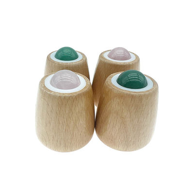 Bola de massagem de jade personalizável de alça de madeira Roller de jade para massagem corporal e pescoço / rosto Gua Sha ferramenta de alívio de estresse
