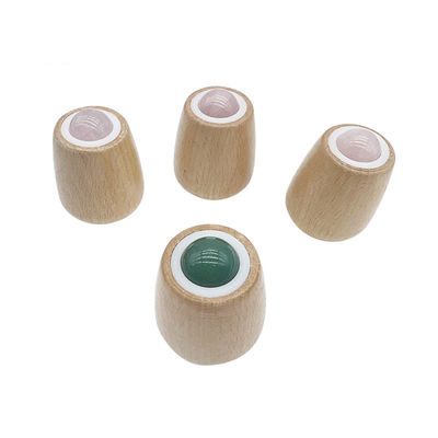 Bola de massagem de jade personalizável de alça de madeira Roller de jade para massagem corporal e pescoço / rosto Gua Sha ferramenta de alívio de estresse