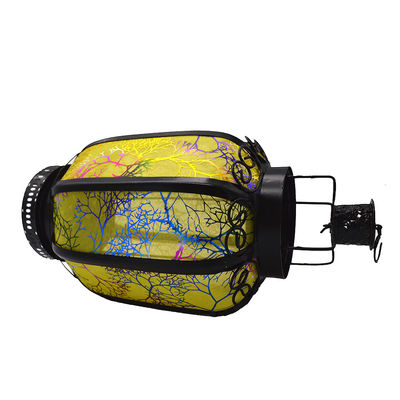 Lanterna de Produto Chinês Amarelo 26cm Comprimento Diâmetro 13cm Ferro Metálico Ideal para Festivais